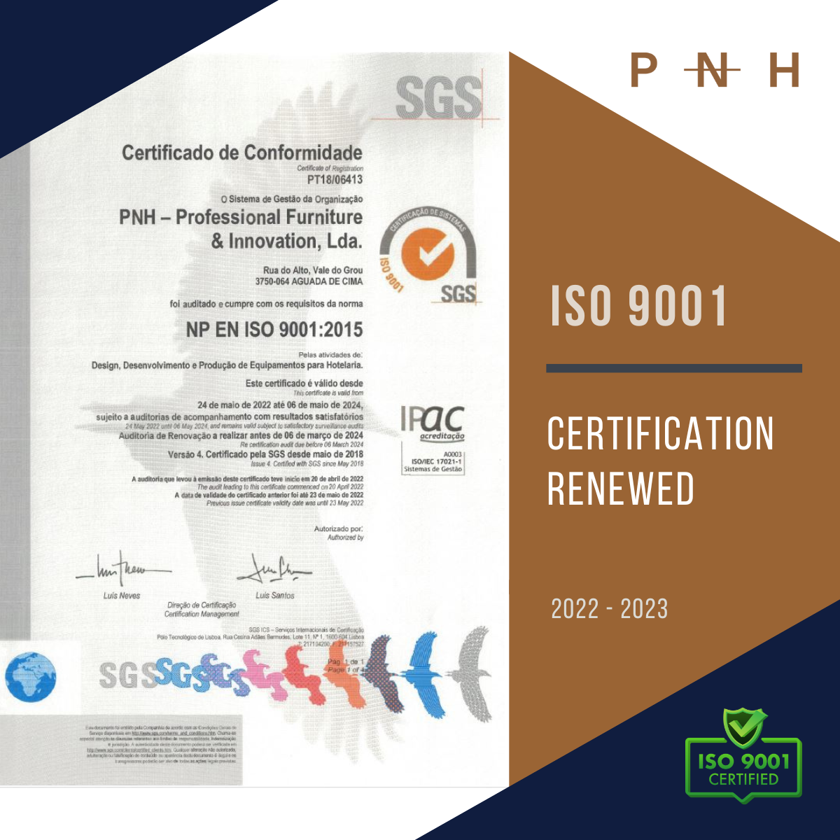 PNH - Renewal of ISO 9001 Quality Certification